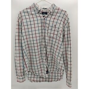 Artistry In Motion Button Down Mens Shirt Plaid L Red/Blue/White Reg Fit Classic